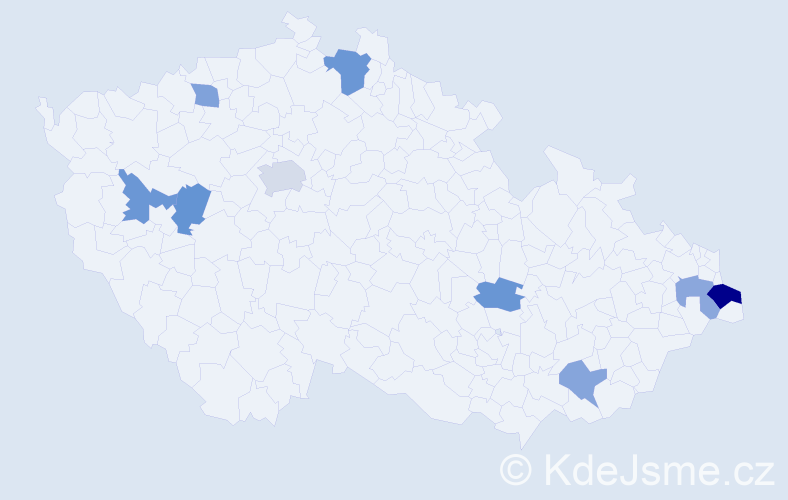 Jméno: 'Lilie', počet výskytů 13 v celé ČR