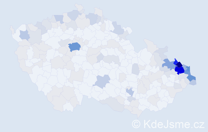Jméno: 'Valter', počet výskytů 416 v celé ČR