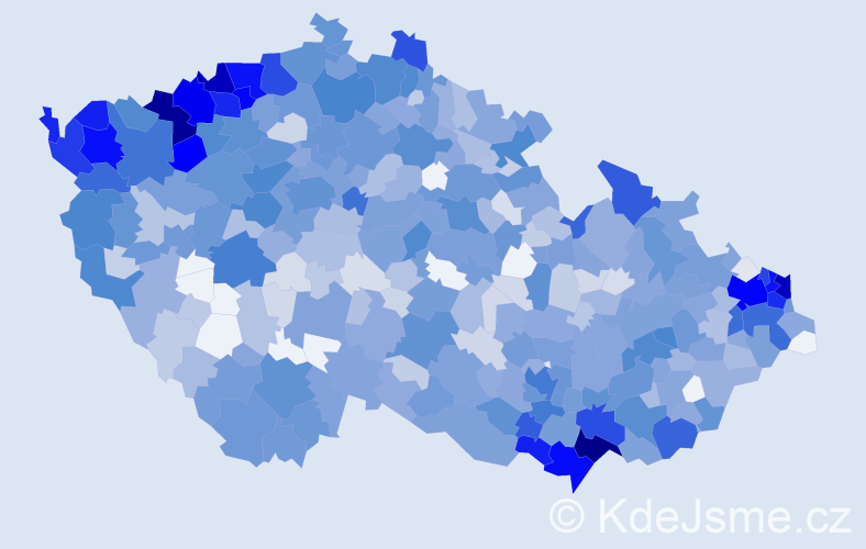 Jméno: 'Tibor', počet výskytů 2600 v celé ČR