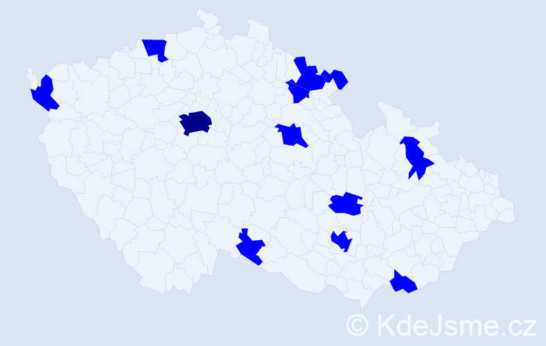 Jméno: 'Romanka', počet výskytů 13 v celé ČR