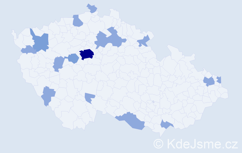 Jméno: 'Kašpar', počet výskytů 25 v celé ČR