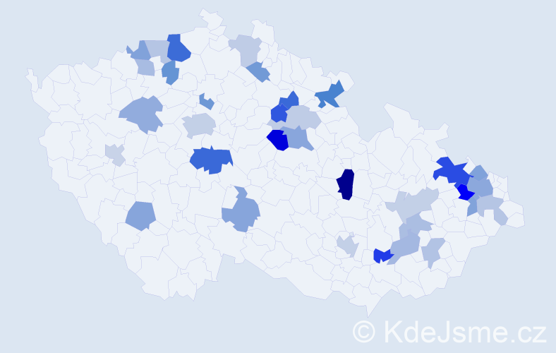 Jméno: 'Janeta', počet výskytů 59 v celé ČR