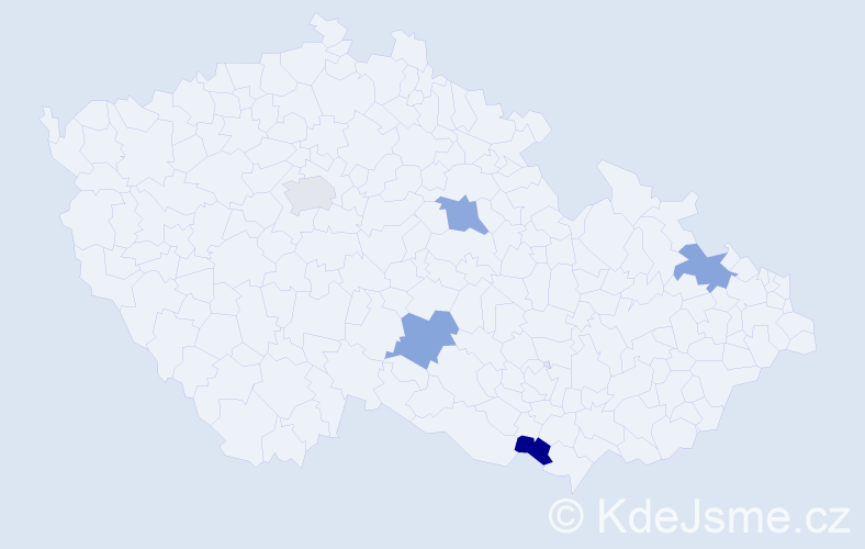 Jméno: 'Sofi', počet výskytů 5 v celé ČR