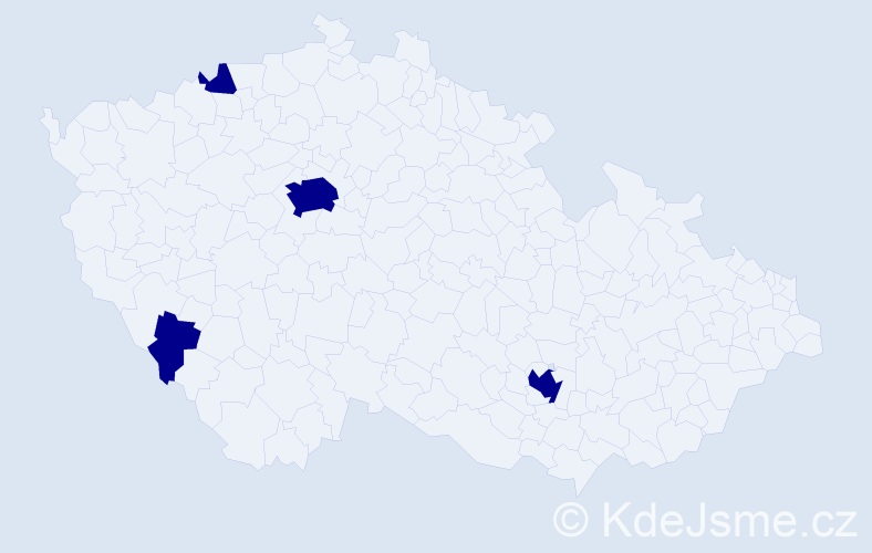 Jméno: 'Jarin', počet výskytů 4 v celé ČR