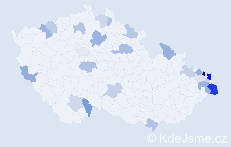 Jméno: 'Franciszek', počet výskytů 43 v celé ČR