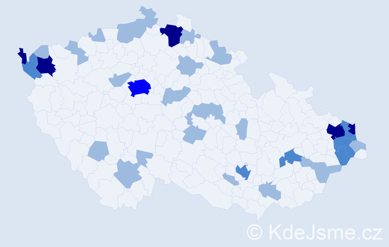 Jméno: 'Bryan', počet výskytů 65 v celé ČR
