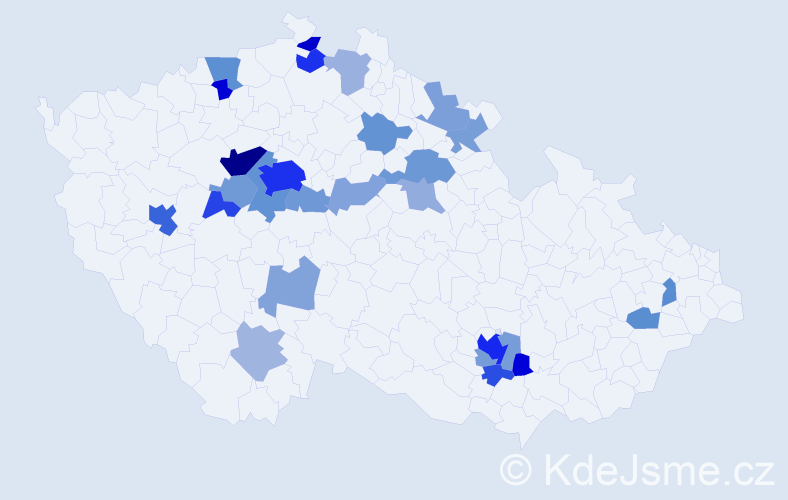 Jméno: 'Ahmed', počet výskytů 68 v celé ČR