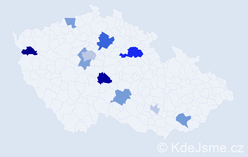 Jméno: 'Vitalija', počet výskytů 15 v celé ČR