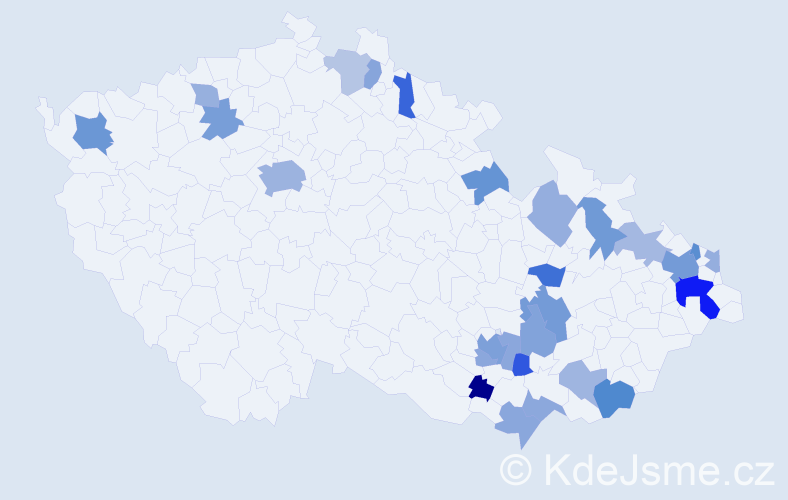 Jméno: 'Dalila', počet výskytů 49 v celé ČR
