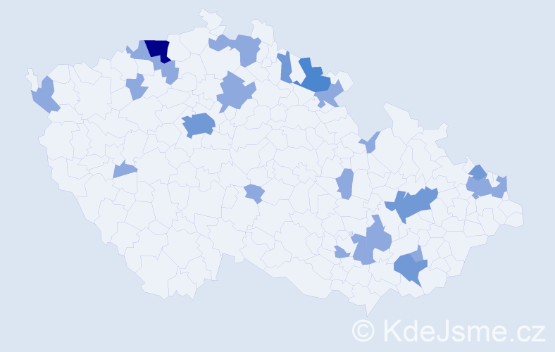 Jméno: 'Valburga', počet výskytů 39 v celé ČR