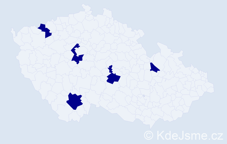 Jméno: 'Julie Kateřina', počet výskytů 5 v celé ČR