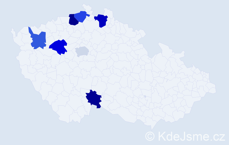 Jméno: 'Vendelína', počet výskytů 9 v celé ČR