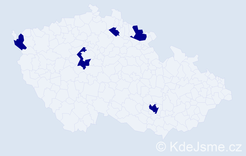 Jméno: 'Adeline', počet výskytů 5 v celé ČR