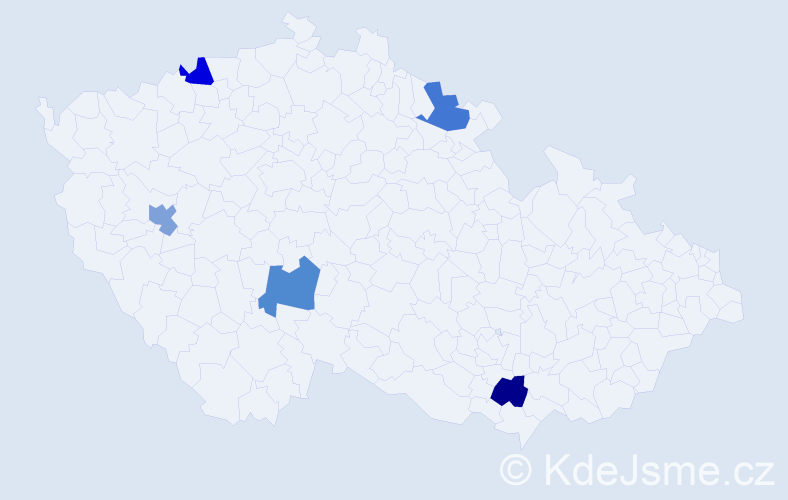 Jméno: 'Erika Marie', počet výskytů 5 v celé ČR