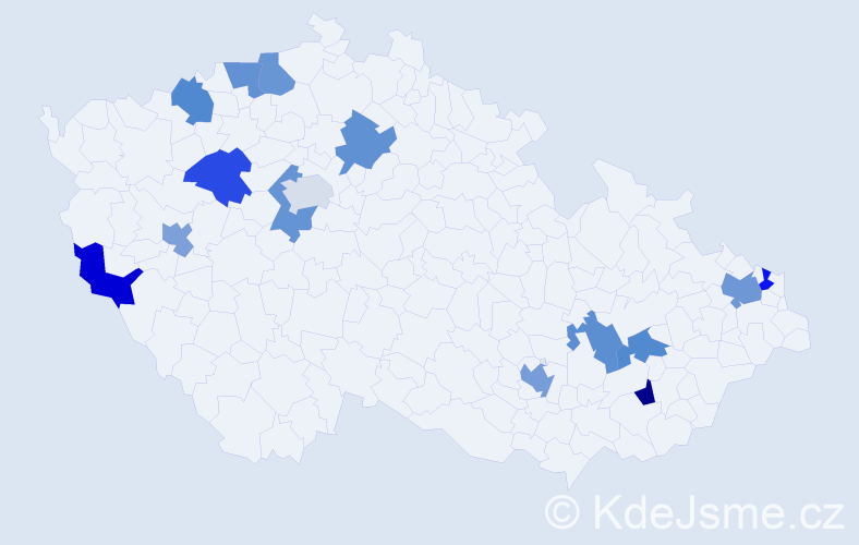 Jméno: 'Esmeralda', počet výskytů 17 v celé ČR