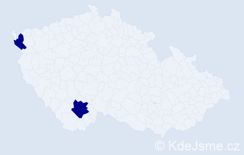 Jméno: 'Viktorie Zoe', počet výskytů 2 v celé ČR