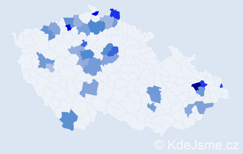 Jméno: 'Madeleine', počet výskytů 55 v celé ČR