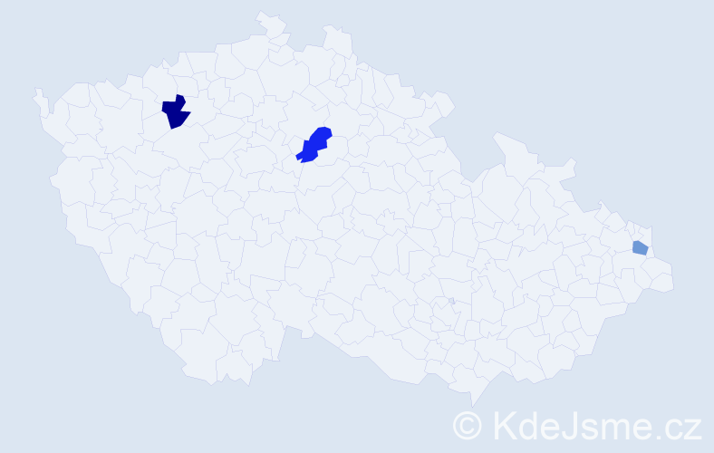 Jméno: 'Alexandro', počet výskytů 3 v celé ČR