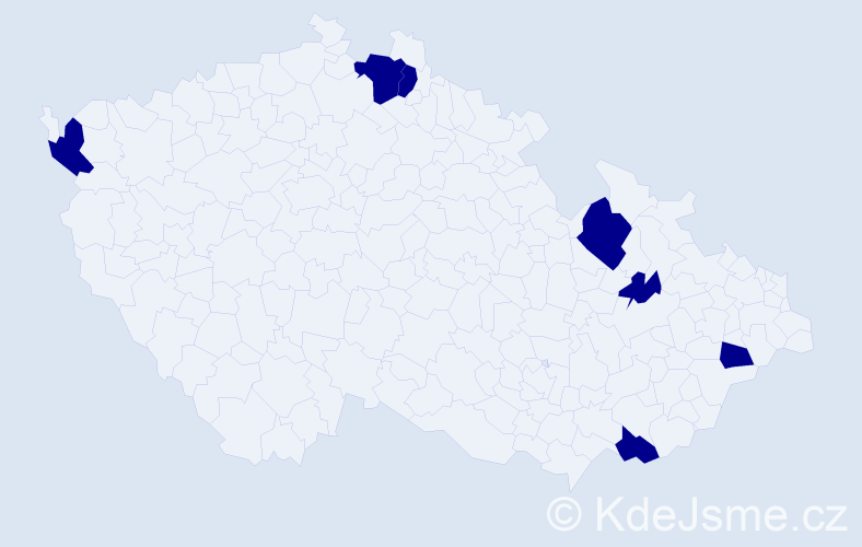 Jméno: 'Tam', počet výskytů 7 v celé ČR