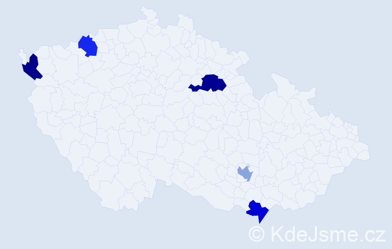 Jméno: 'Christin', počet výskytů 6 v celé ČR