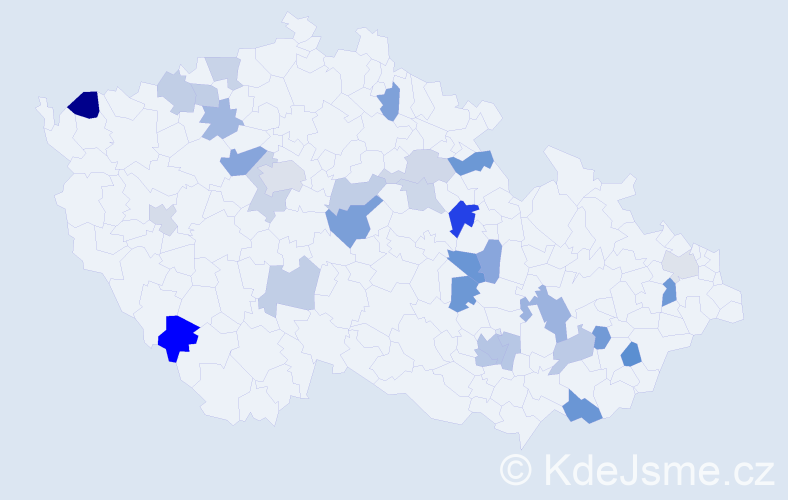 Jméno: 'Milič', počet výskytů 46 v celé ČR