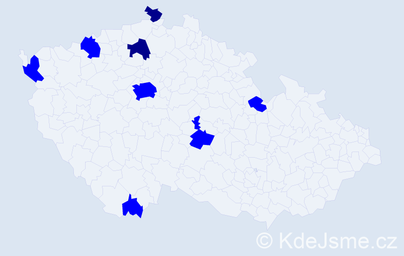 Jméno: 'Namuun', počet výskytů 10 v celé ČR