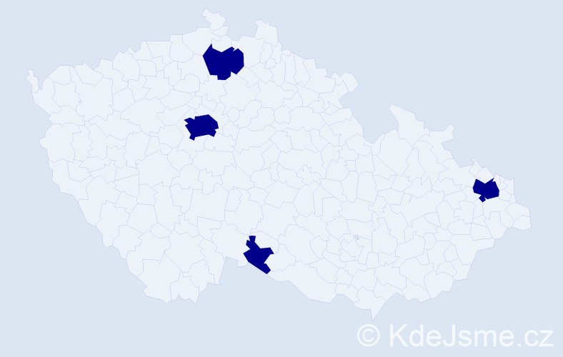 Jméno: 'Mojžíš', počet výskytů 4 v celé ČR