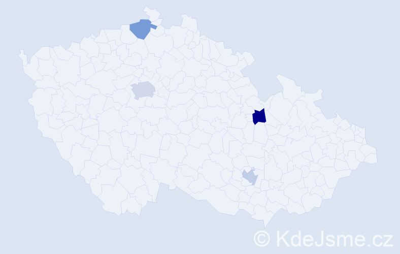 Jméno: 'Nodari', počet výskytů 5 v celé ČR