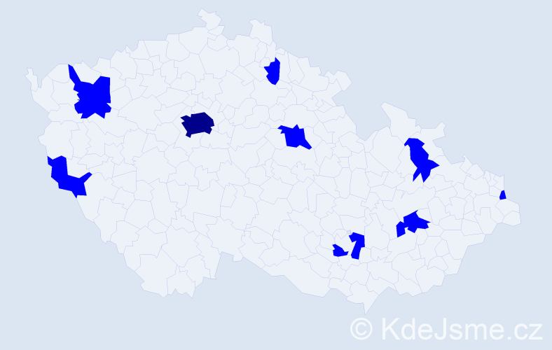 Jméno: 'Vieroslava', počet výskytů 10 v celé ČR