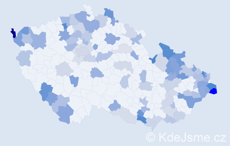Jméno: 'Rozalie', počet výskytů 158 v celé ČR