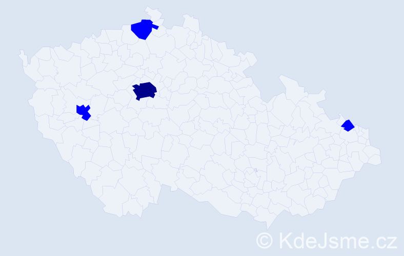 Jméno: 'Adelaide', počet výskytů 5 v celé ČR