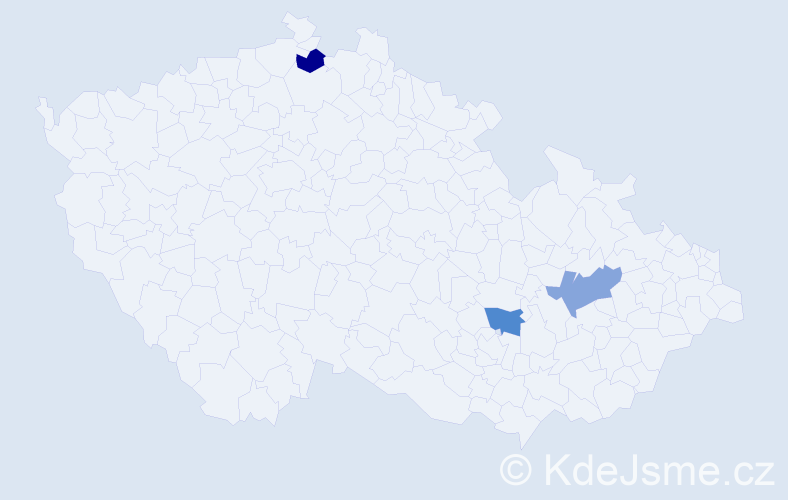 Jméno: 'Bernadette', počet výskytů 3 v celé ČR