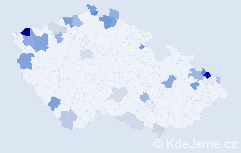 Jméno: 'Valtr', počet výskytů 73 v celé ČR