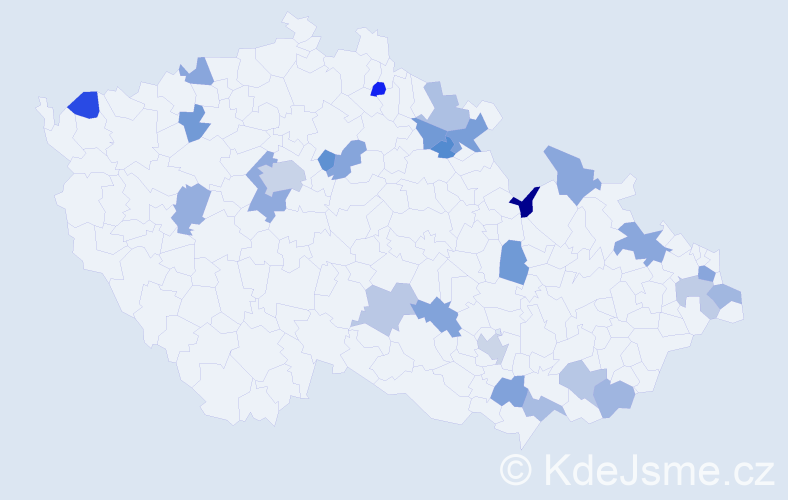 Jméno: 'Aron', počet výskytů 37 v celé ČR