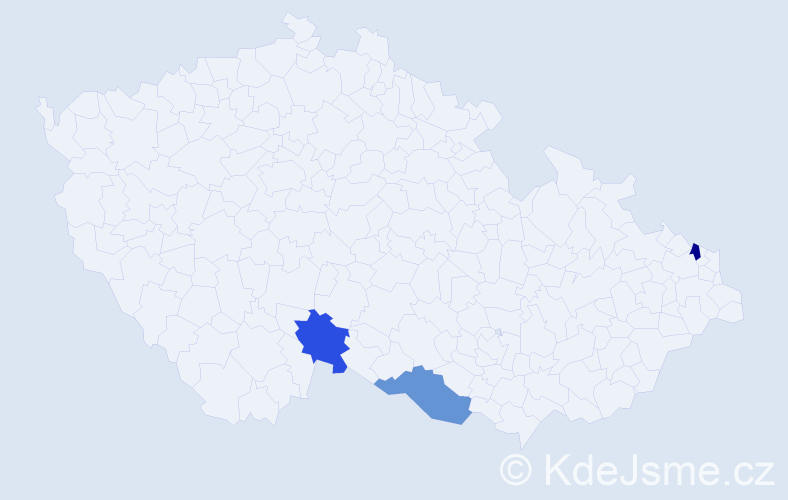 Jméno: 'Viktorie Petra', počet výskytů 3 v celé ČR