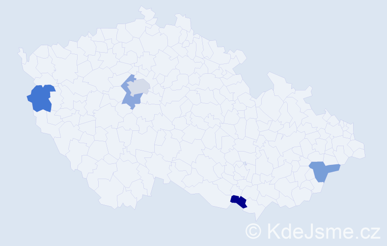Jméno: 'Edvarda', počet výskytů 6 v celé ČR