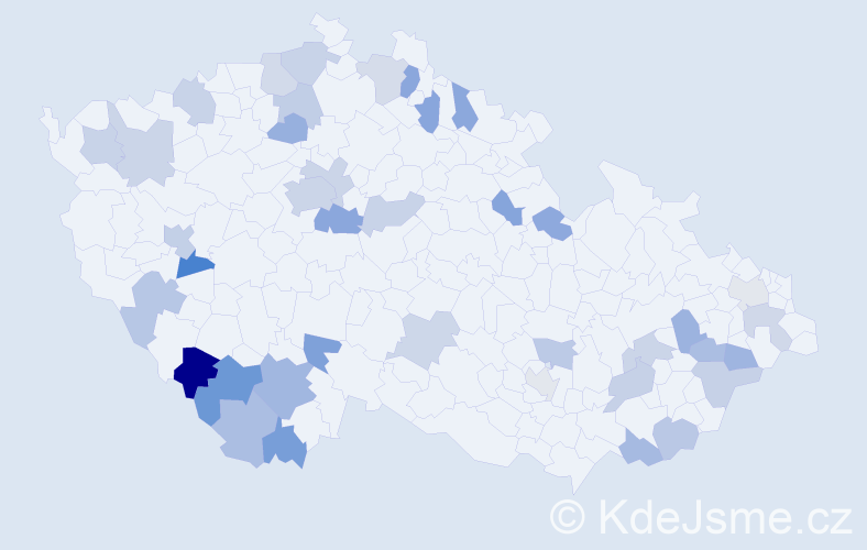 Jméno: 'Rosálie', počet výskytů 55 v celé ČR
