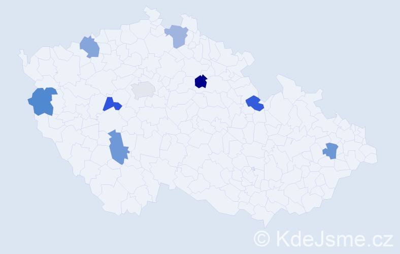 Jméno: 'Pavel Václav', počet výskytů 9 v celé ČR
