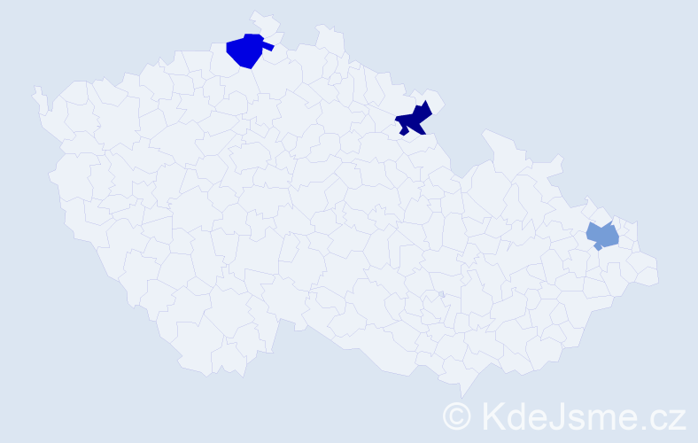 Jméno: 'Mickey', počet výskytů 3 v celé ČR