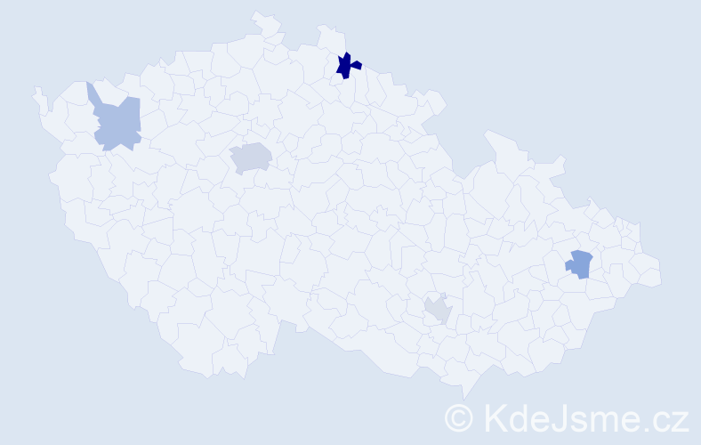 Jméno: 'Hieu', počet výskytů 9 v celé ČR