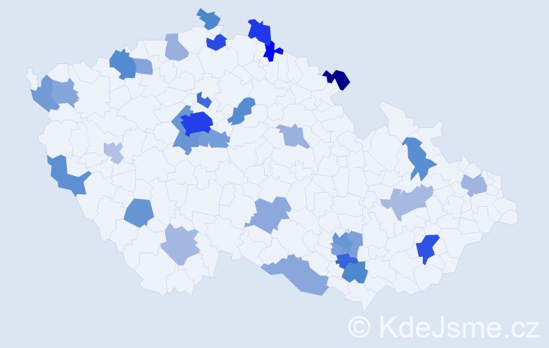 Jméno: 'Tanja', počet výskytů 64 v celé ČR