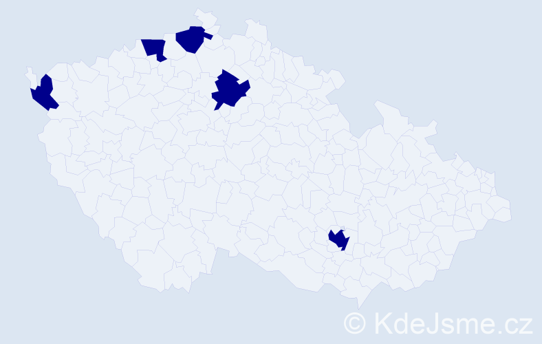 Jméno: 'Chan', počet výskytů 5 v celé ČR