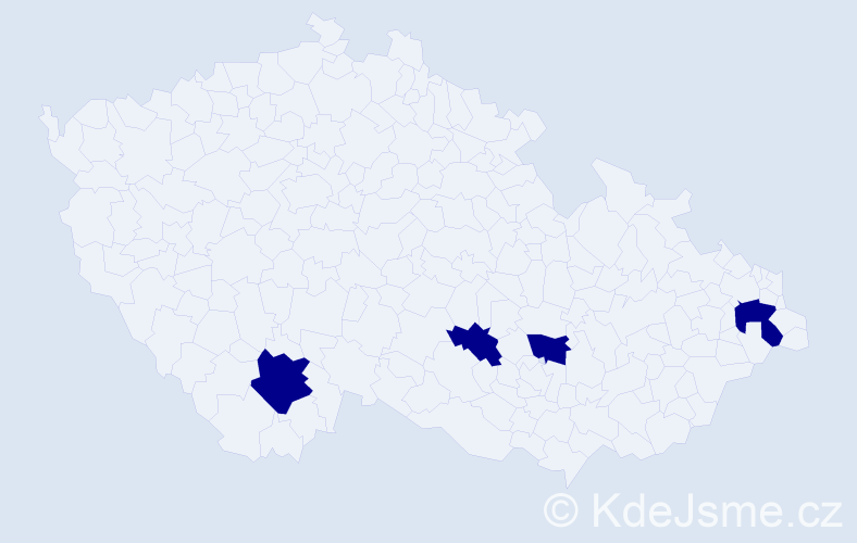 Jméno: 'Koniáš', počet výskytů 4 v celé ČR