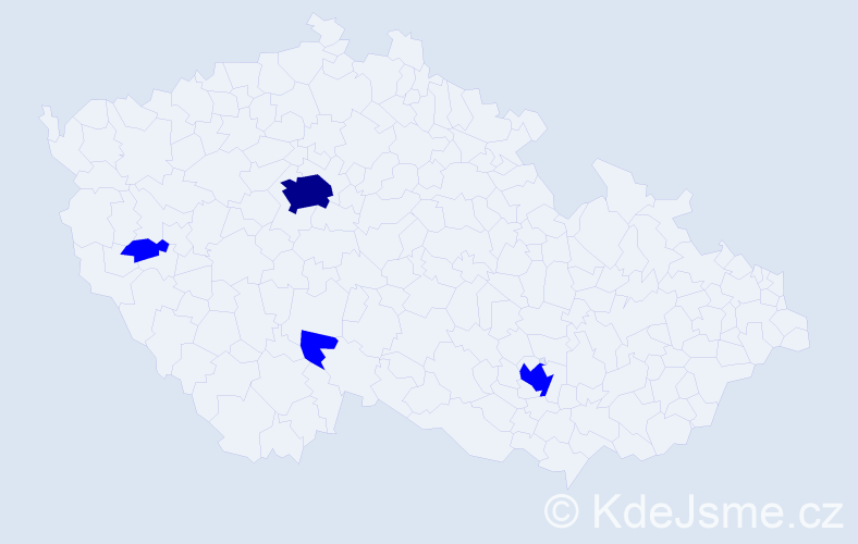 Jméno: 'Daniel Ian', počet výskytů 5 v celé ČR