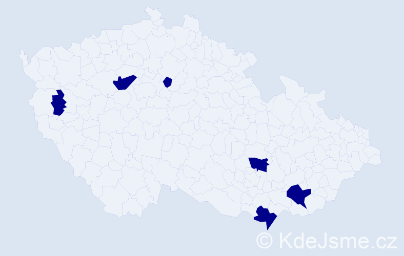 Jméno: 'Jakub Kryštof', počet výskytů 6 v celé ČR