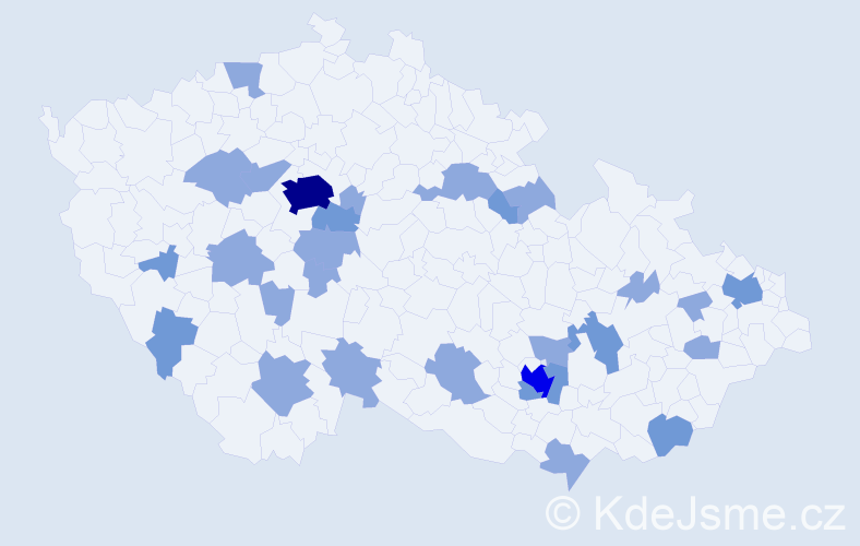 Jméno: 'Wendy', počet výskytů 45 v celé ČR