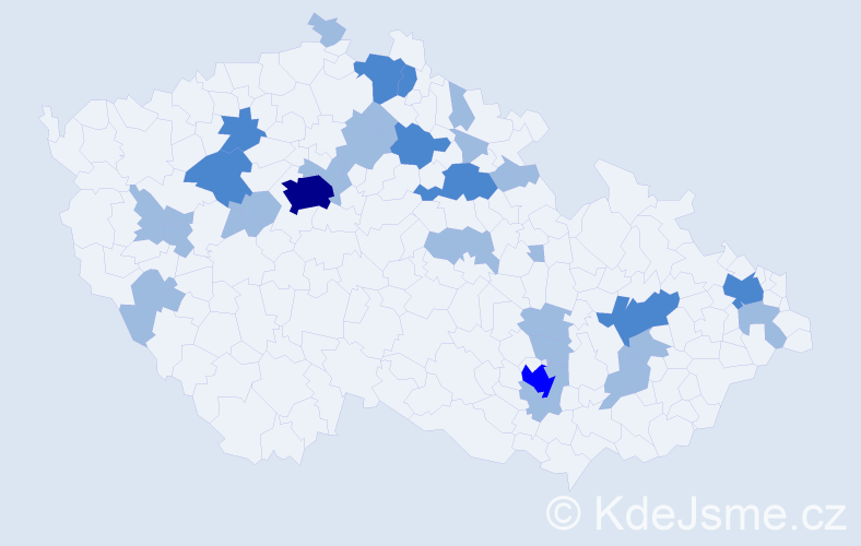 Jméno: 'Ivuška', počet výskytů 45 v celé ČR