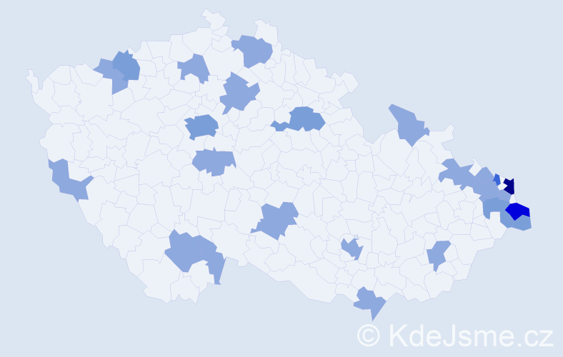 Jméno: 'Franciszek', počet výskytů 45 v celé ČR