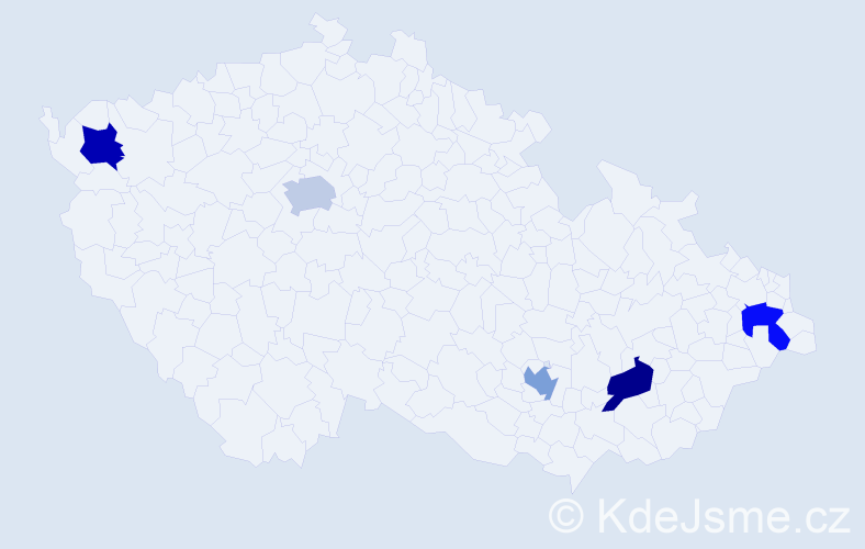 Jméno: 'Eva-Maria', počet výskytů 5 v celé ČR