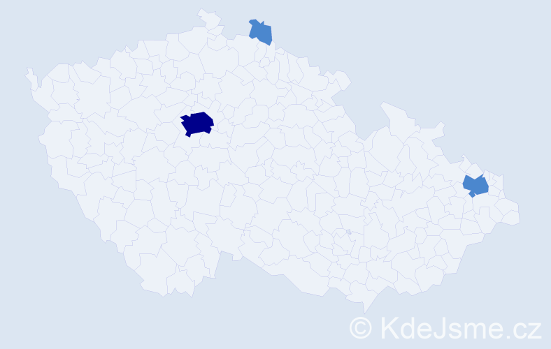 Jméno: 'Jacobus Johannes', počet výskytů 5 v celé ČR